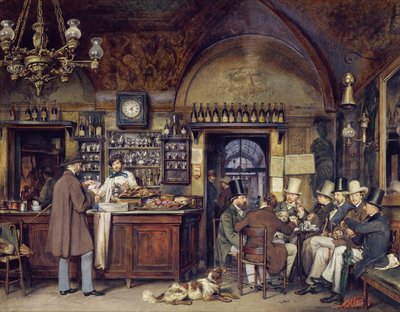 Das griechische Café in Rom, 1856 von Ludwig Passini